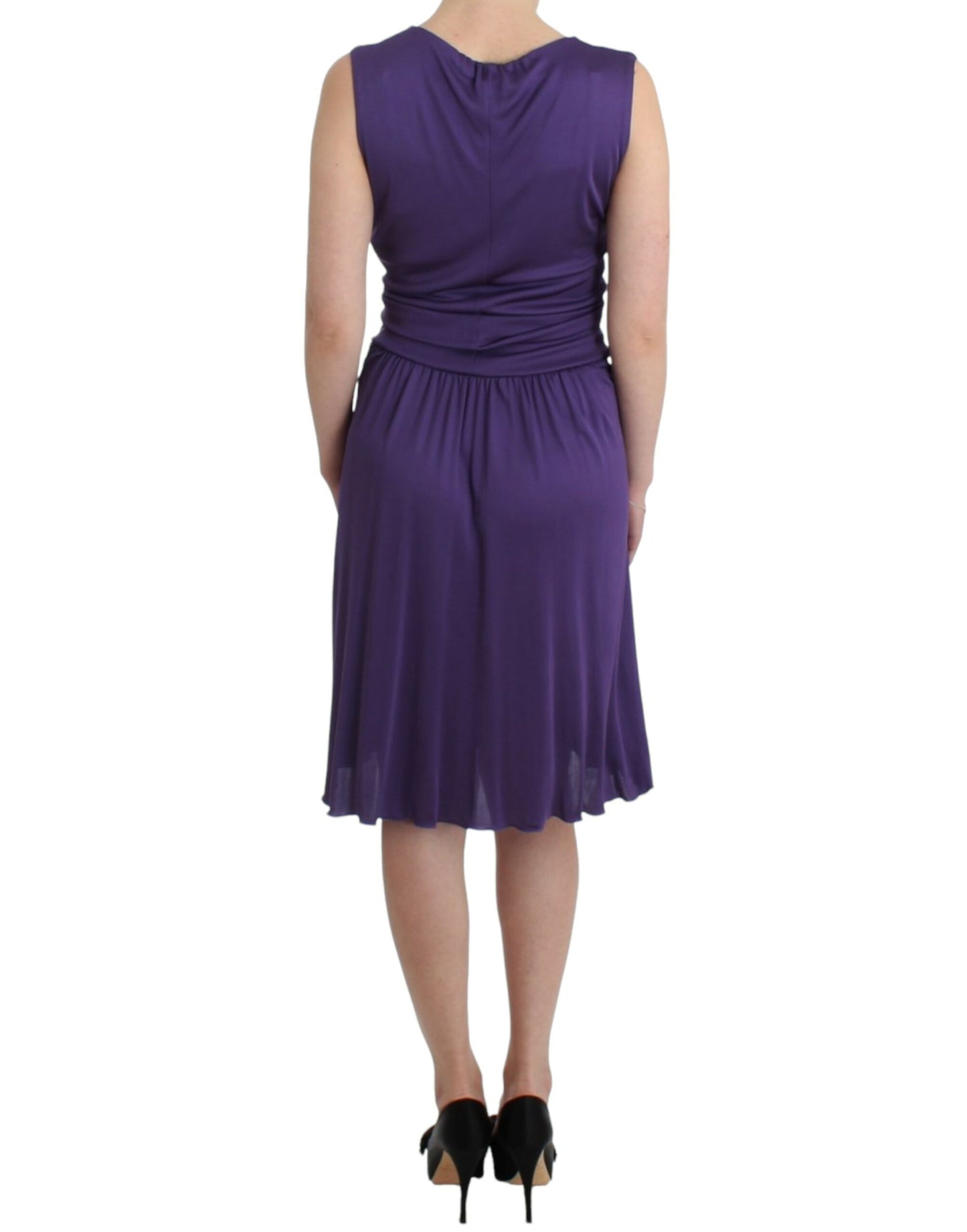 Elegant Purple Knee-Length Jersey Dress - SEHABRANDS