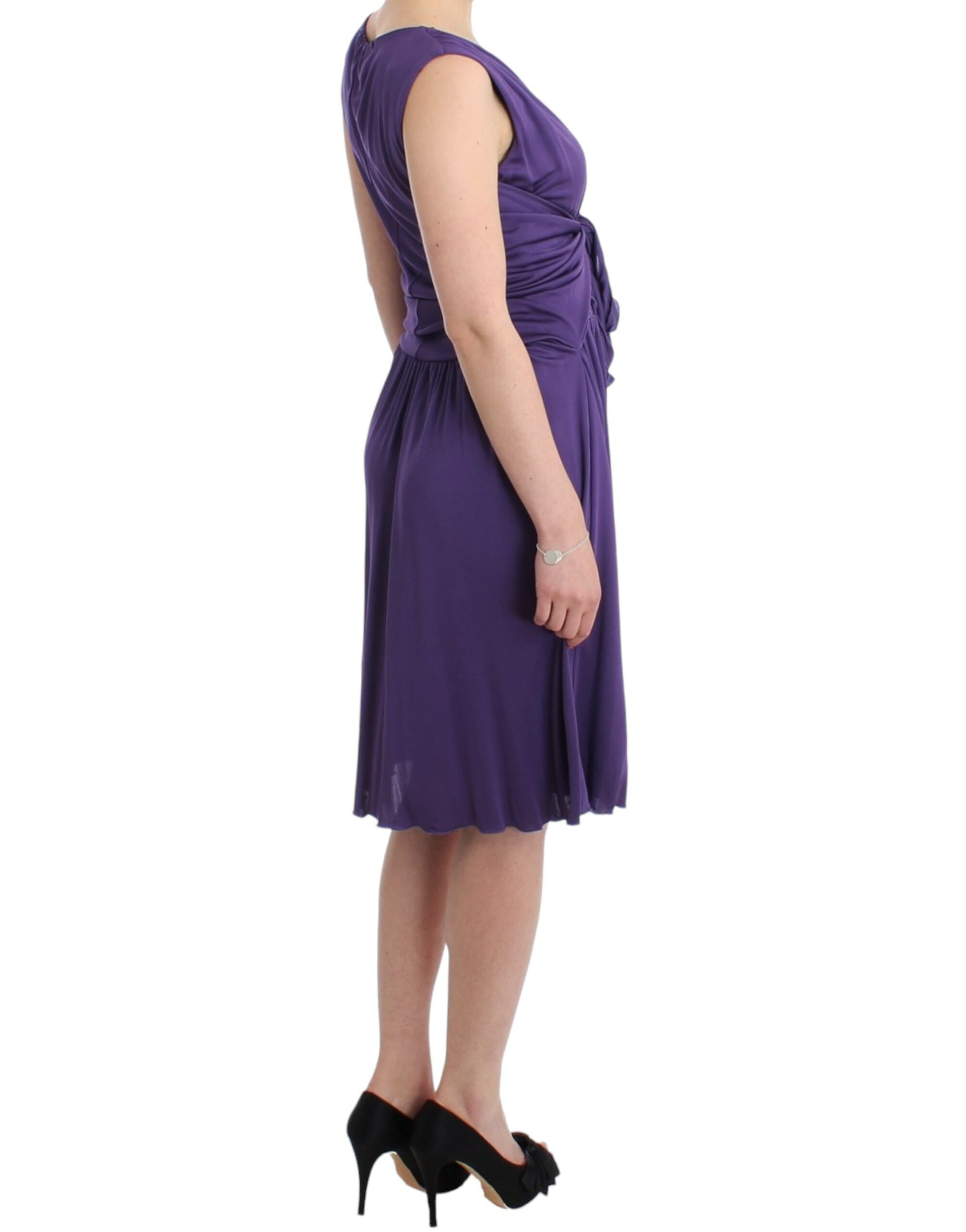 Elegant Purple Knee-Length Jersey Dress - SEHABRANDS