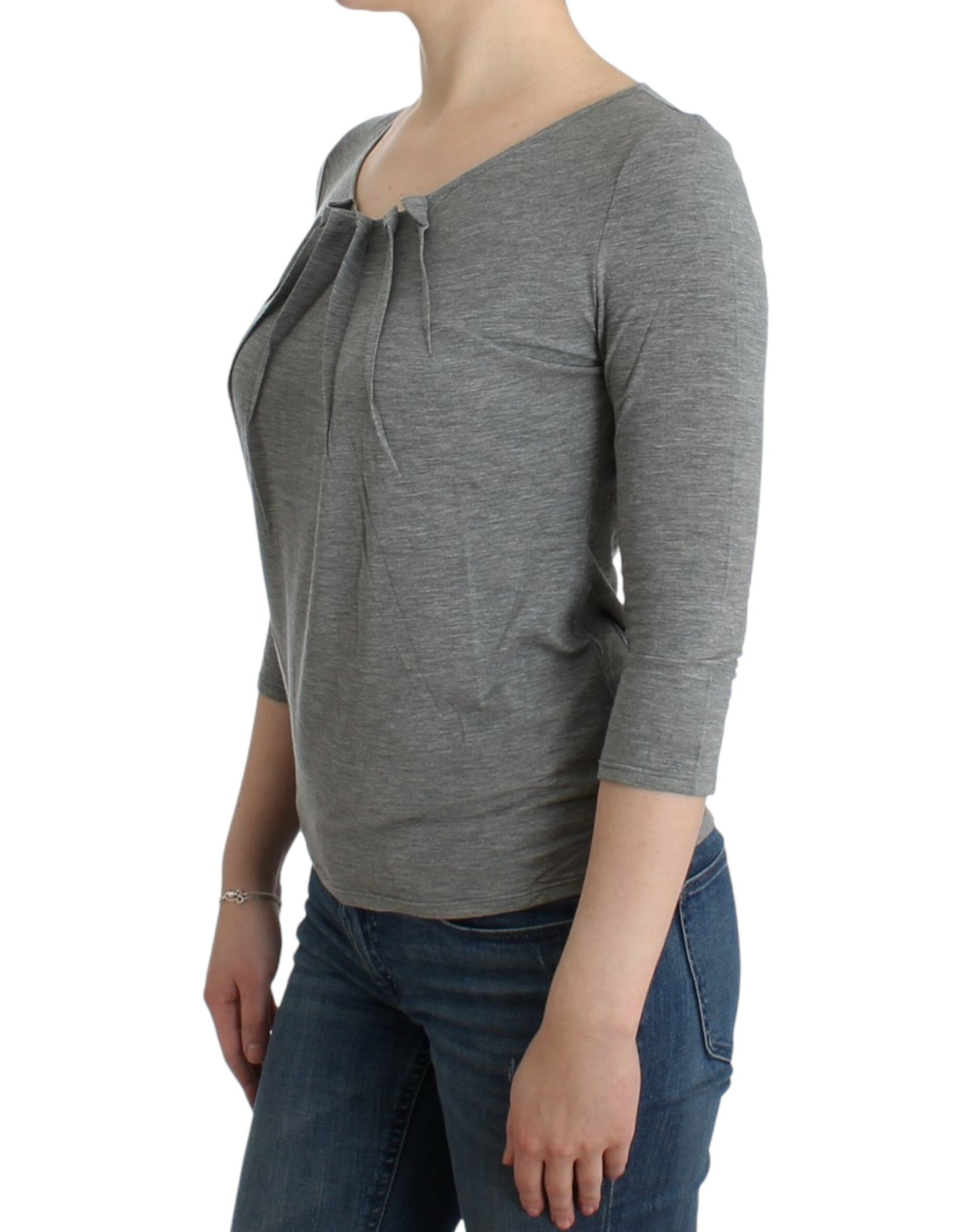 Elegant Gray Cashmere-Blend Jumper - SEHABRANDS