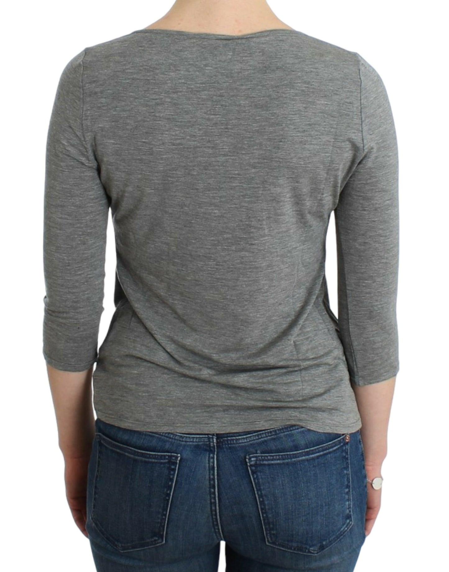 Elegant Gray Cashmere-Blend Jumper - SEHABRANDS