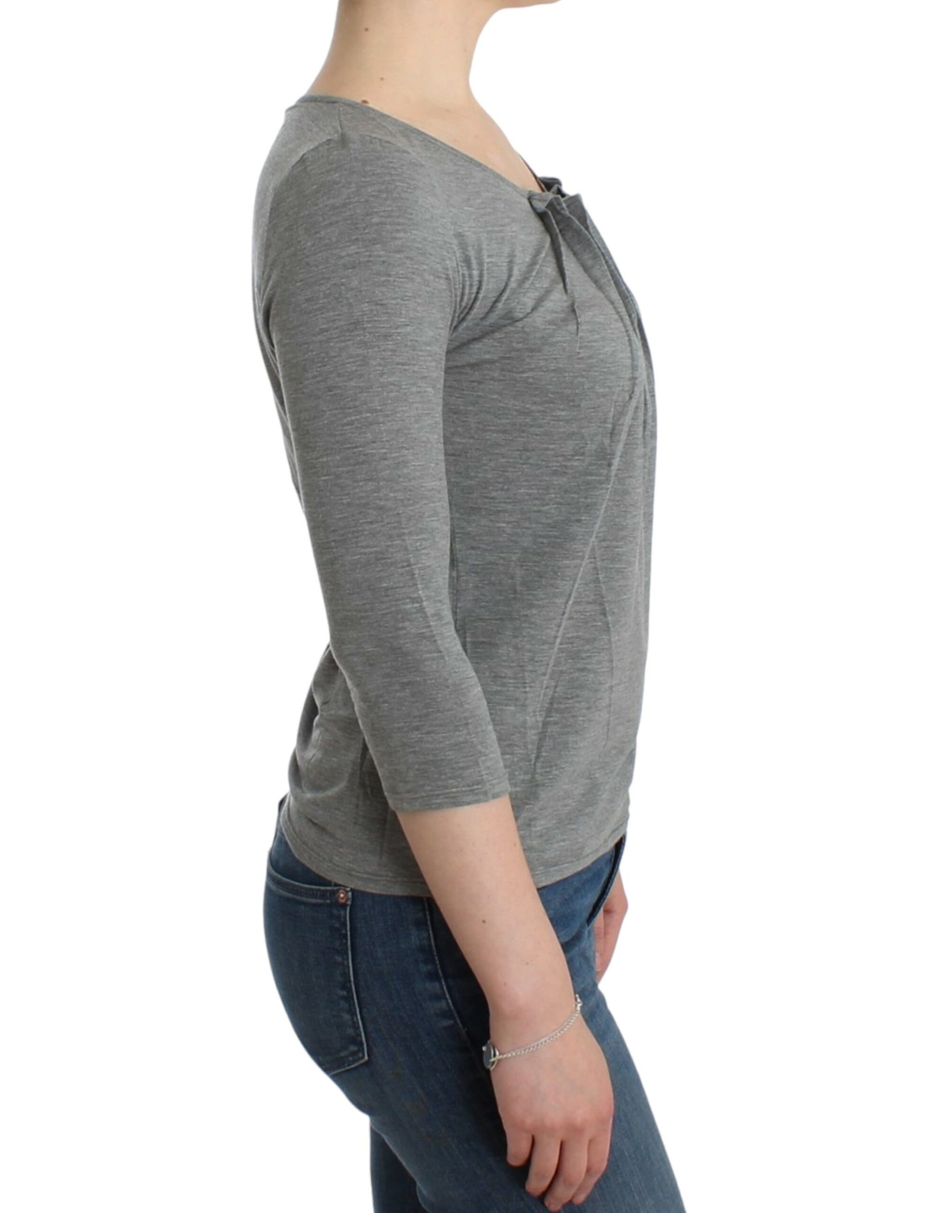 Elegant Gray Cashmere-Blend Jumper - SEHABRANDS