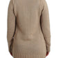 Elegant Beige Knitted Crew Neck Sweater - SEHABRANDS