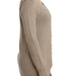 Elegant Beige Knitted Crew Neck Sweater - SEHABRANDS