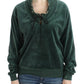 Elegant Green Mock Sweater with Rhinestone Detail - SEHABRANDS