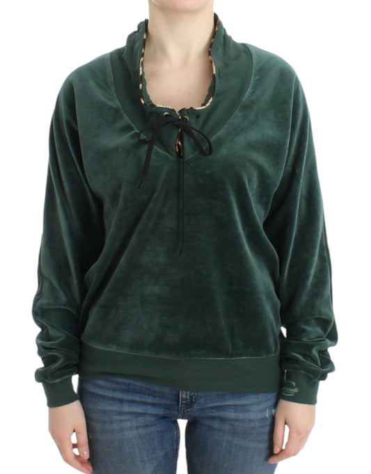 Elegant Green Mock Sweater with Rhinestone Detail - SEHABRANDS