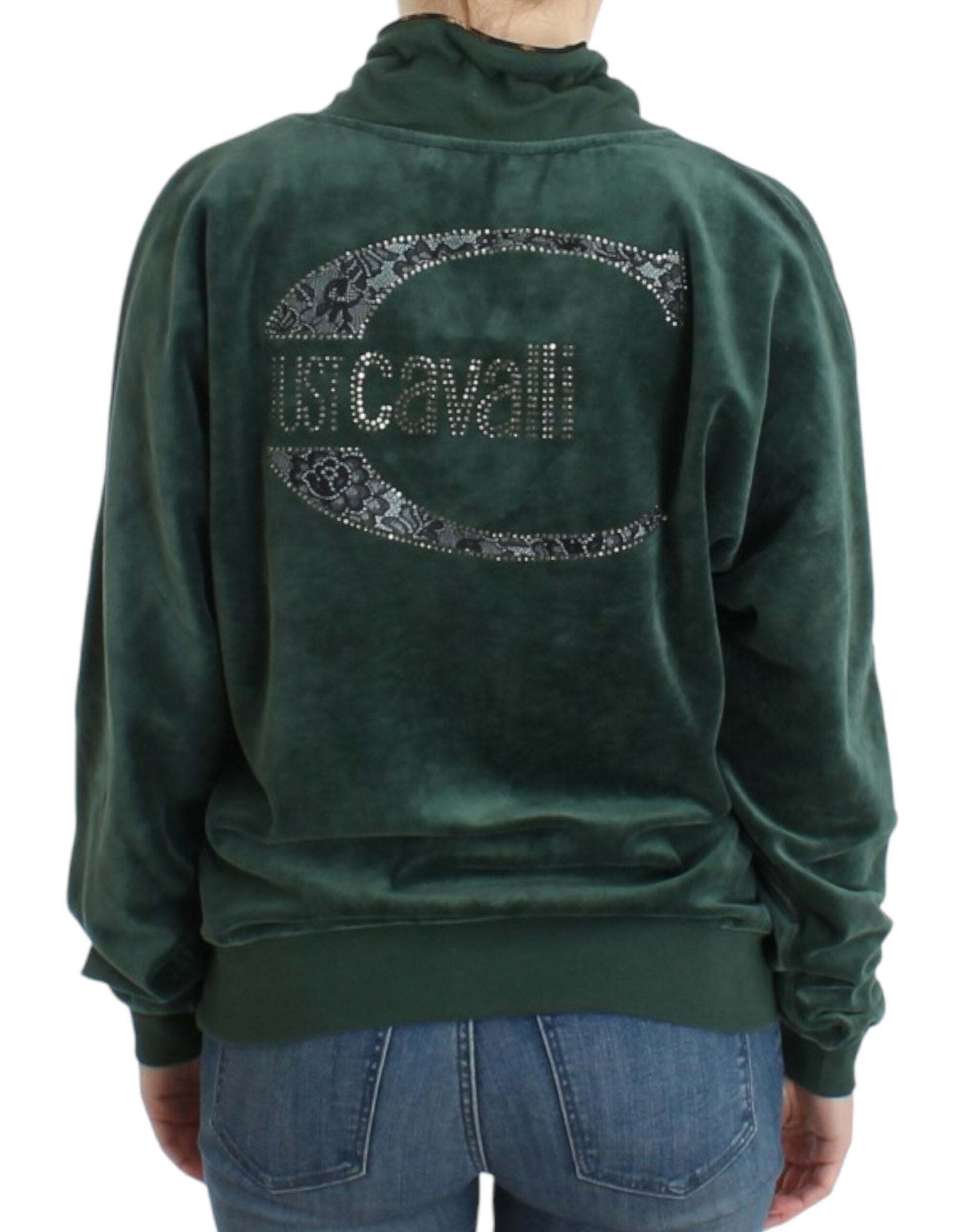 Elegant Green Mock Sweater with Rhinestone Detail - SEHABRANDS