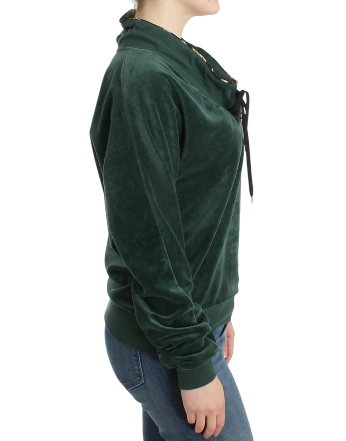 Elegant Green Mock Sweater with Rhinestone Detail - SEHABRANDS