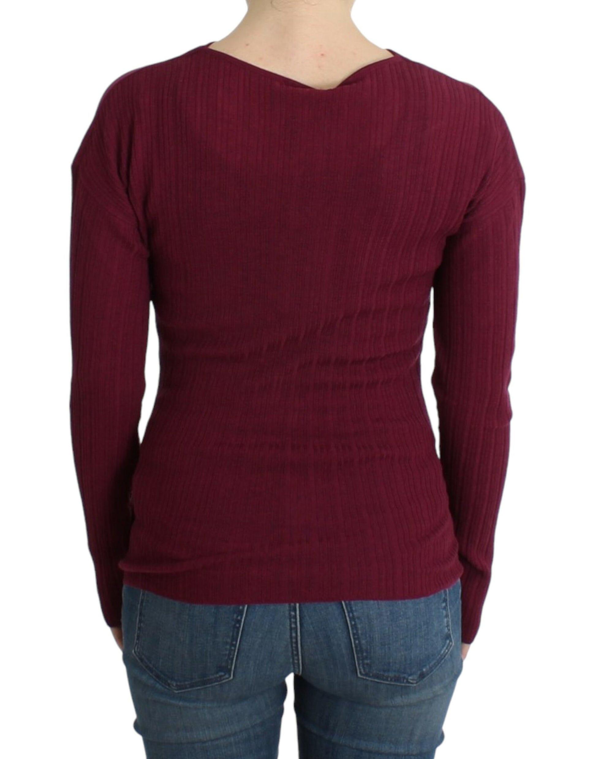 Elegant Purple Keyhole Wool Sweater - SEHABRANDS