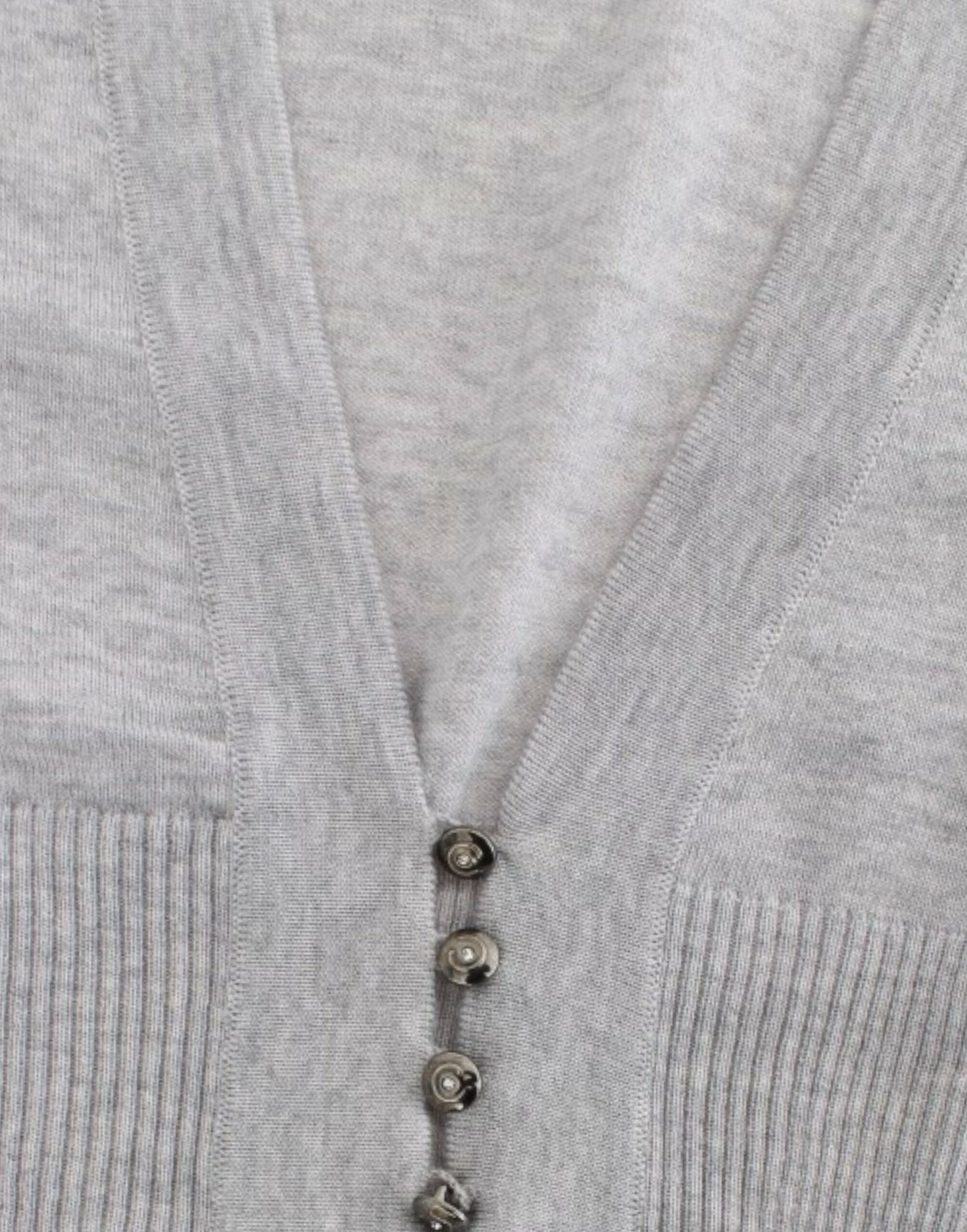 Cropped Virgin Wool Cardigan in Chic Gray - SEHABRANDS