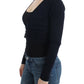 Elegant Black Cropped Virgin Wool Cardigan - SEHABRANDS