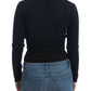 Elegant Black Cropped Virgin Wool Cardigan - SEHABRANDS