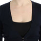 Elegant Black Cropped Virgin Wool Cardigan - SEHABRANDS