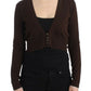 Elegant Brown Virgin Wool Cropped Cardigan - SEHABRANDS