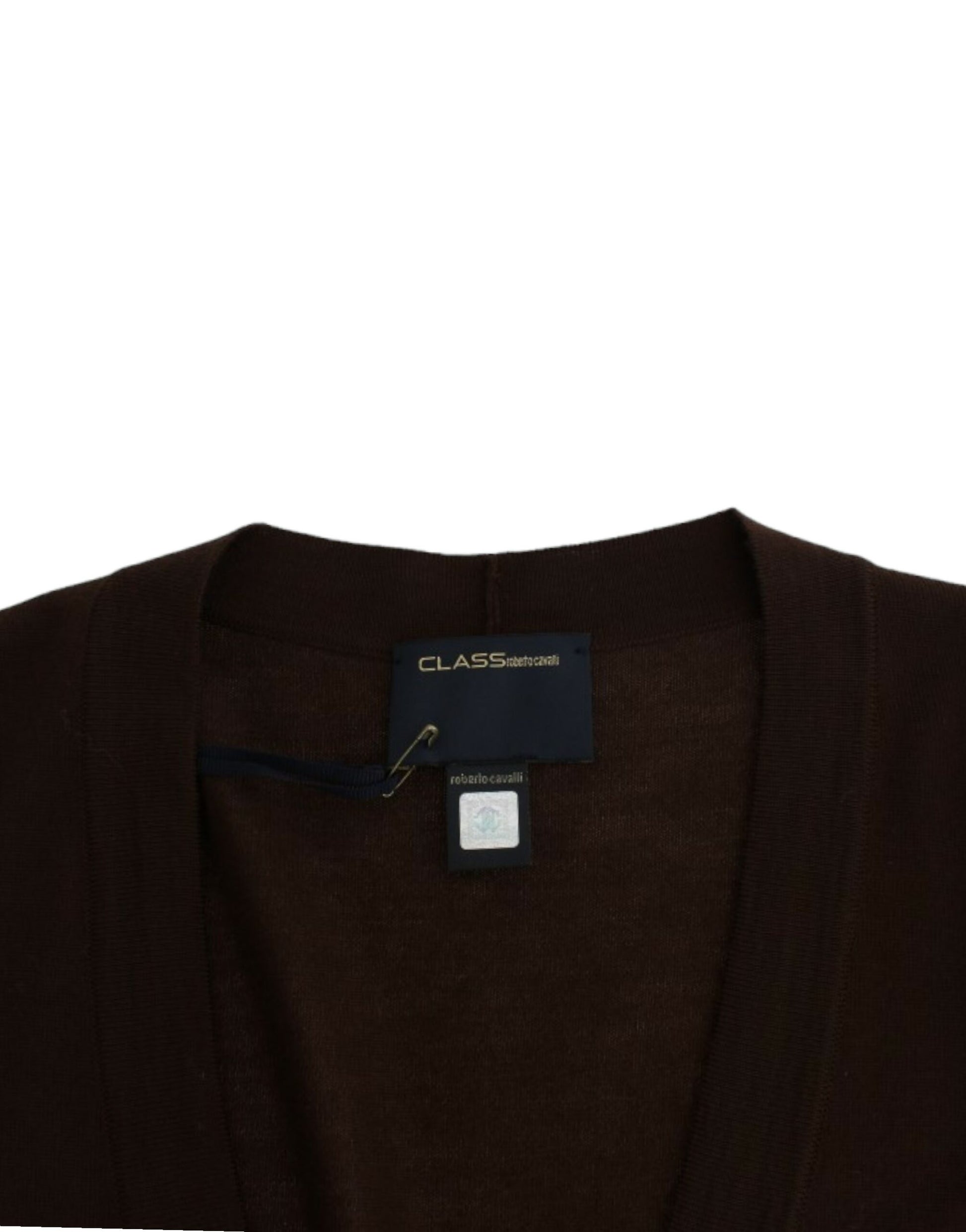 Elegant Brown Virgin Wool Cropped Cardigan - SEHABRANDS