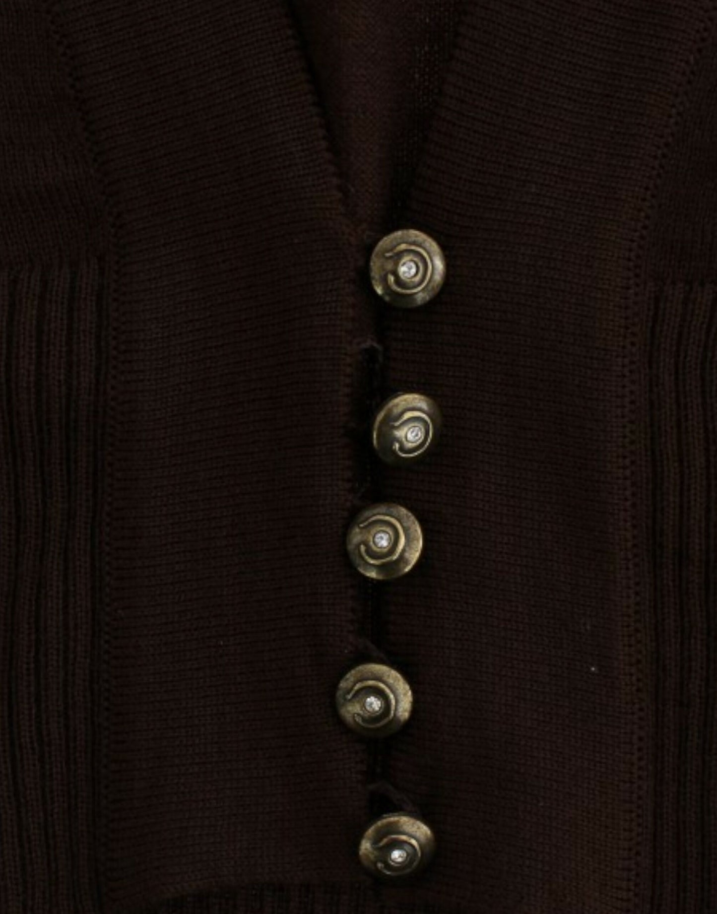 Elegant Brown Virgin Wool Cropped Cardigan - SEHABRANDS