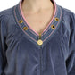 Elegant Blue Zip Cardigan with Gold Details - SEHABRANDS