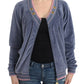 Elegant Blue Zip Cardigan with Gold Details - SEHABRANDS