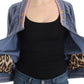 Elegant Blue Zip Cardigan with Gold Details - SEHABRANDS