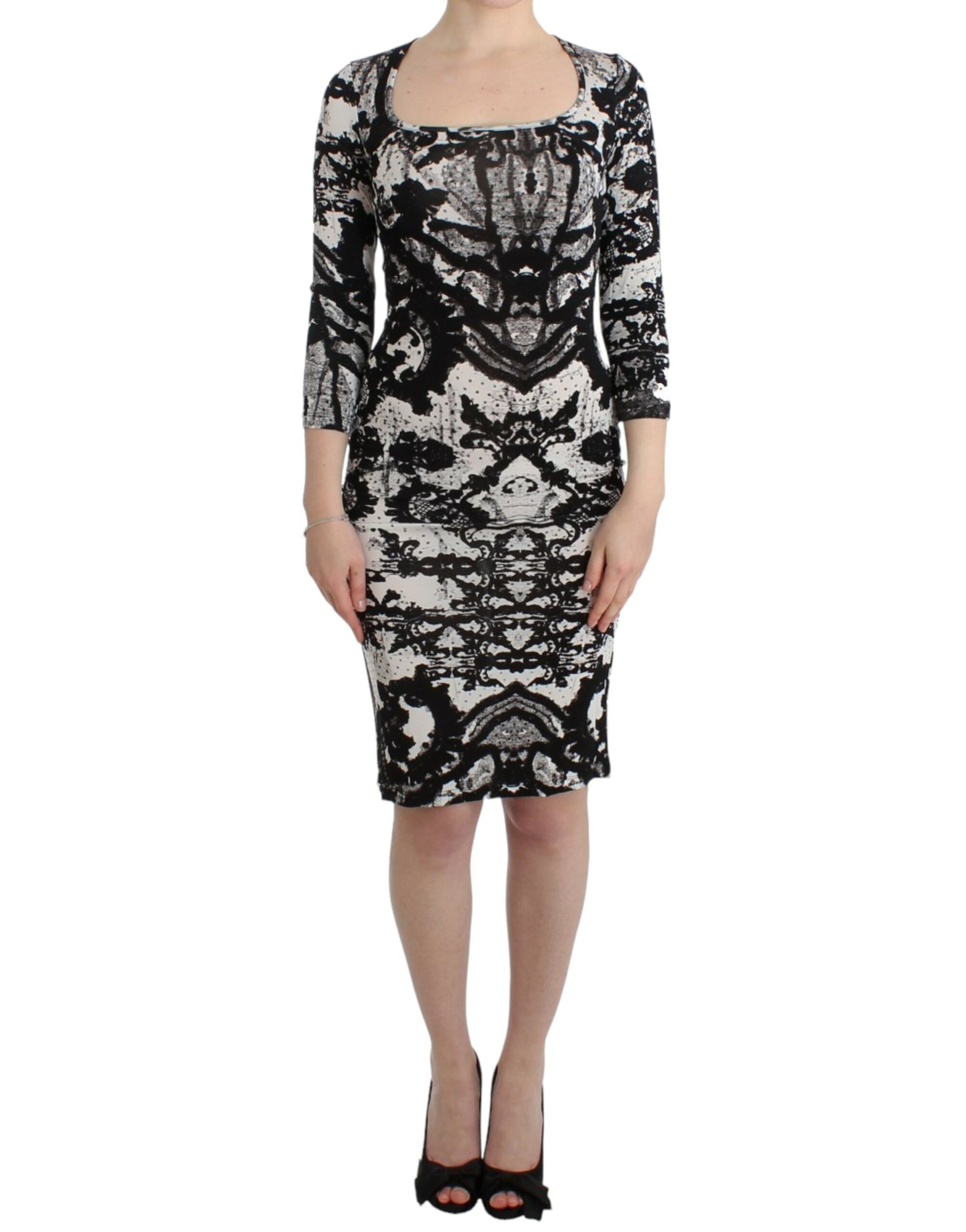 Elegant Printed Jersey Sheath Dress - SEHABRANDS