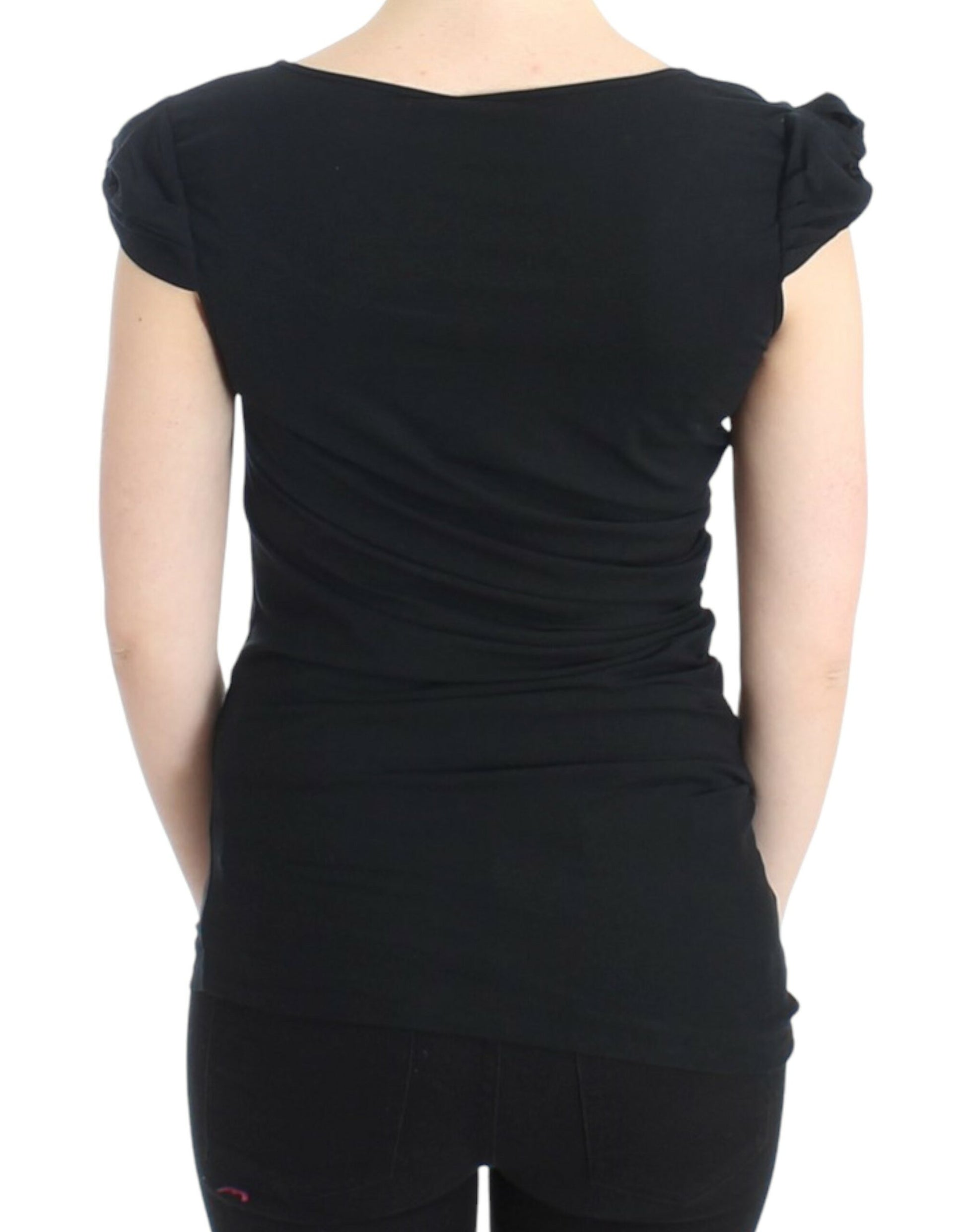 Elegant Cap Sleeve Black Top - SEHABRANDS