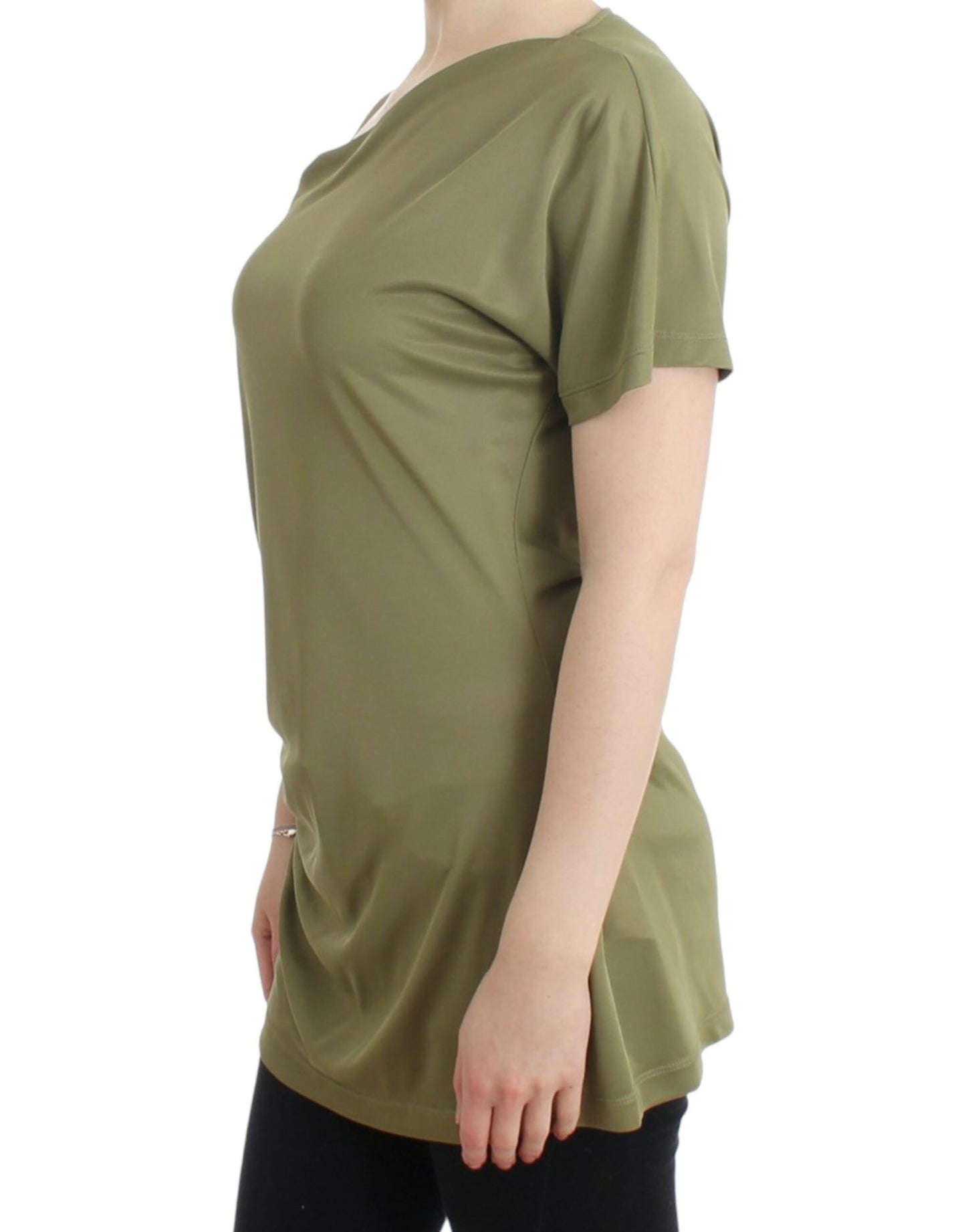 Elegant Green Jersey Blouse with Gold Accents - SEHABRANDS