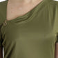 Elegant Green Jersey Blouse with Gold Accents - SEHABRANDS