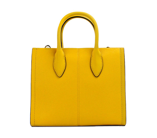 Mirella Small Jasmine Yellow Leather Top Zip Shopper Tote Bag - SEHABRANDS