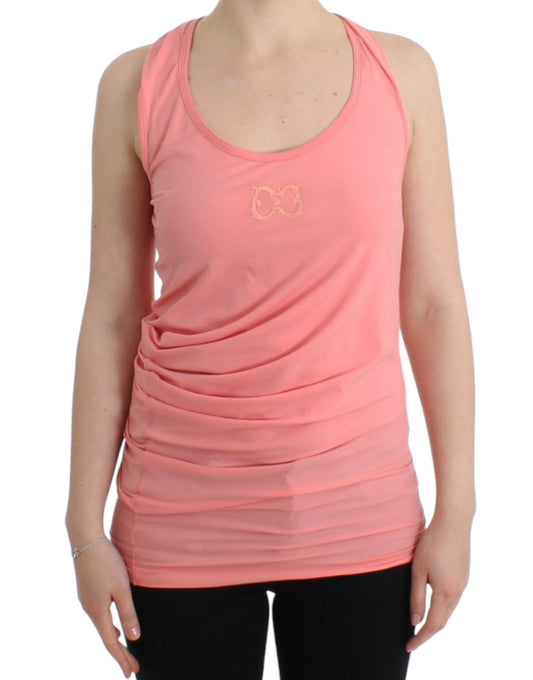 Chic Pink Cotton Blend Tank Top - SEHABRANDS