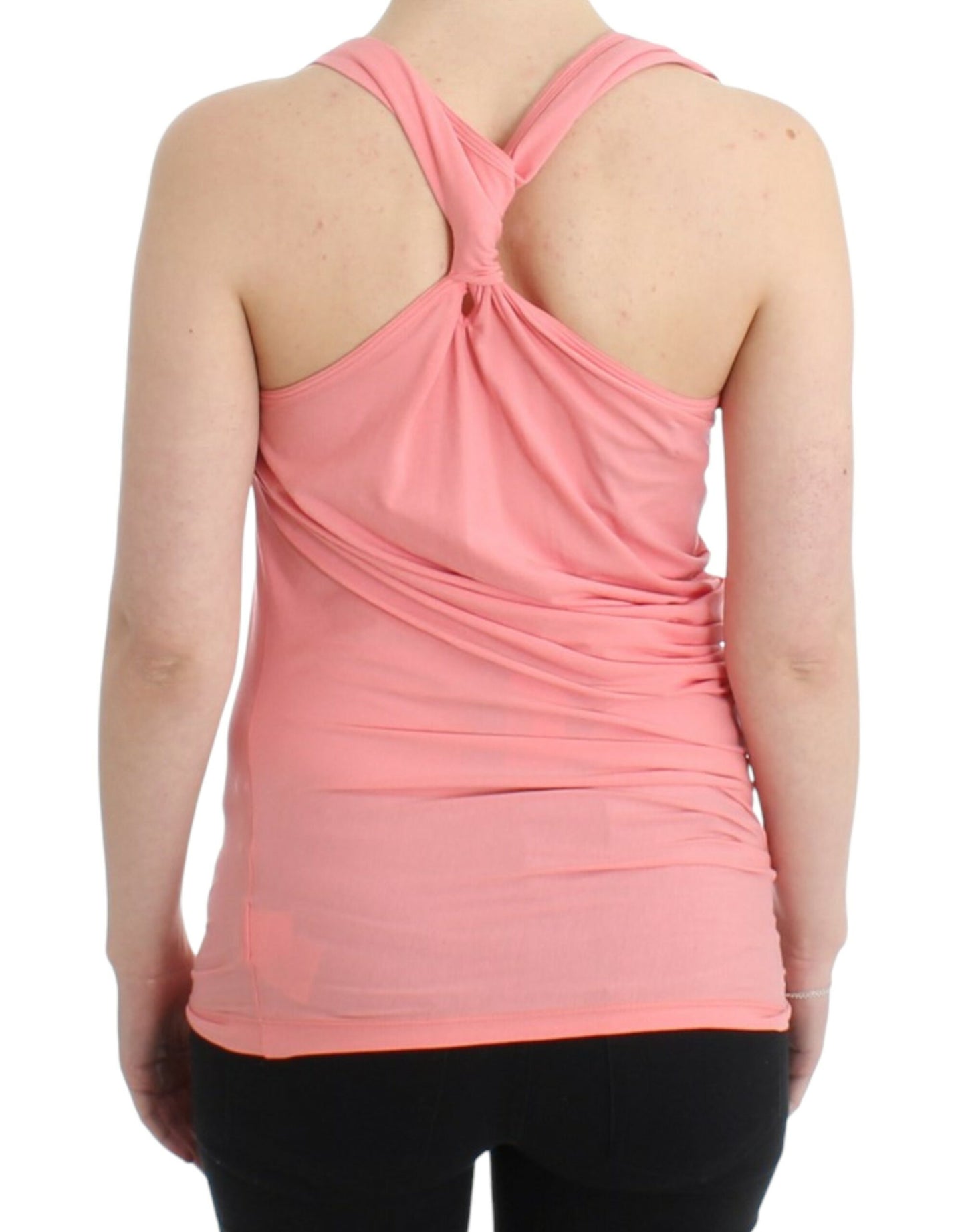 Chic Pink Cotton Blend Tank Top - SEHABRANDS