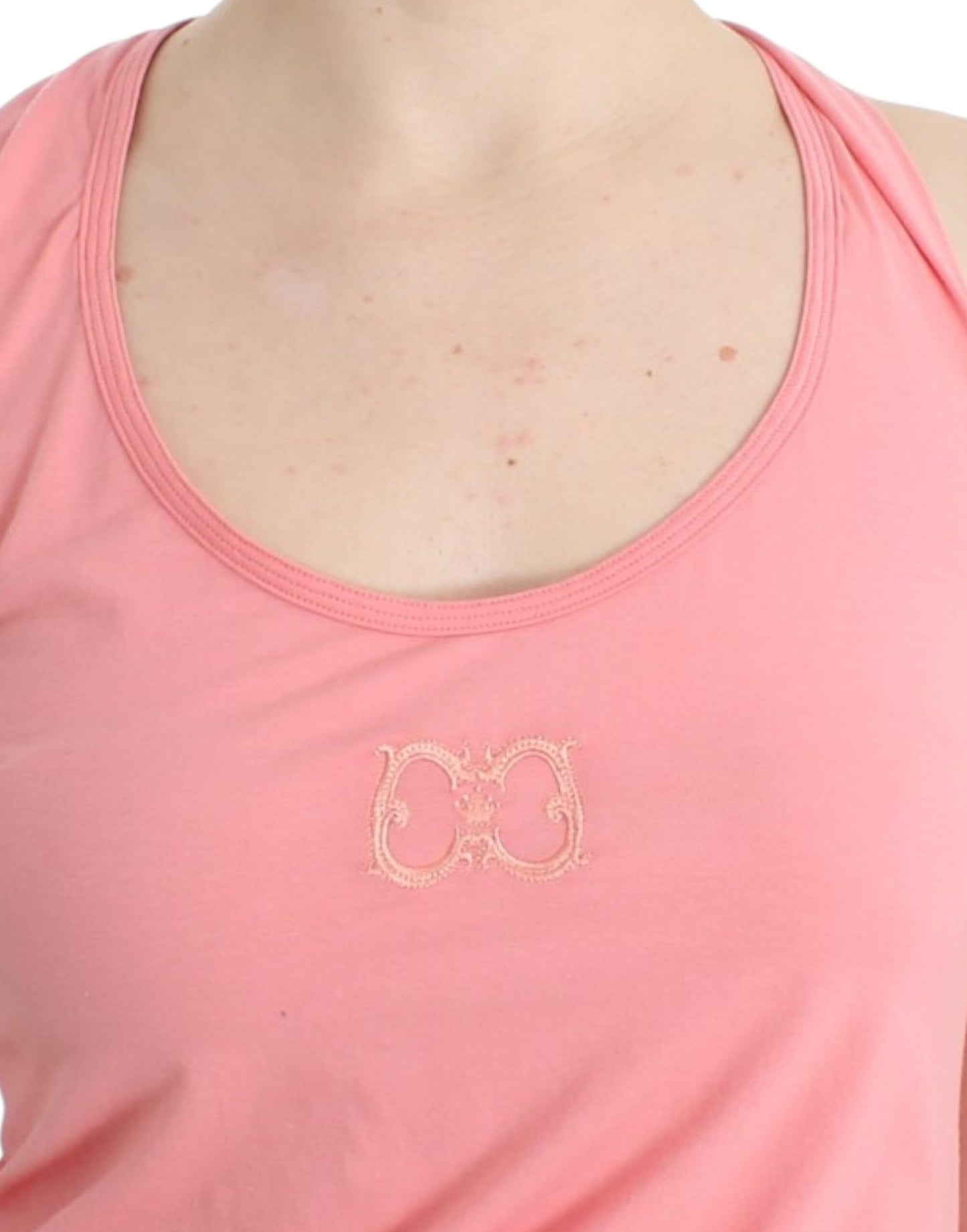 Chic Pink Cotton Blend Tank Top - SEHABRANDS