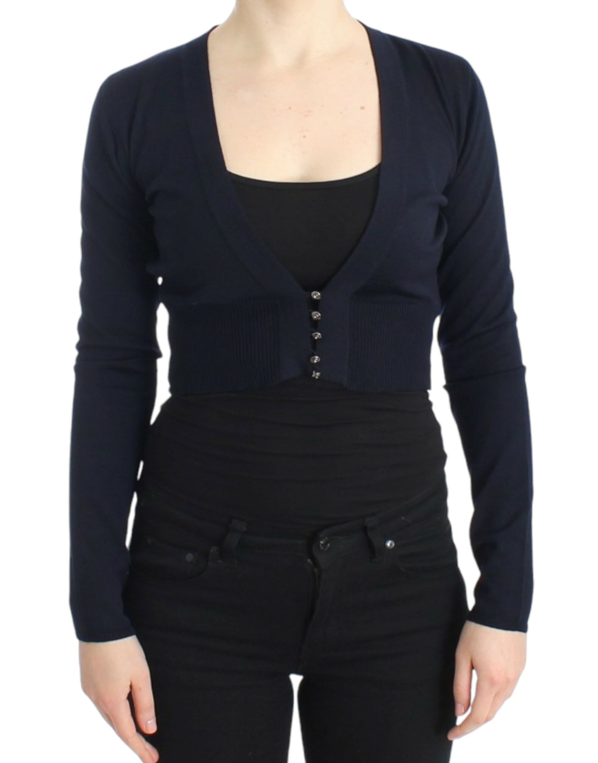 Elegant Cropped Virgin Wool Cardigan - SEHABRANDS