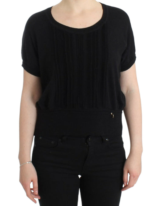 Elegant Short Sleeved Black Jumper - SEHABRANDS