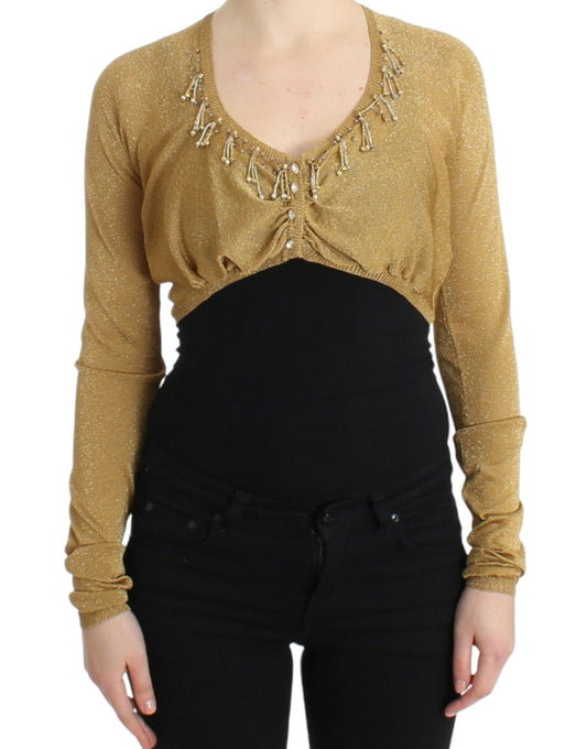 Embellished Gold Shimmer Shrug - SEHABRANDS