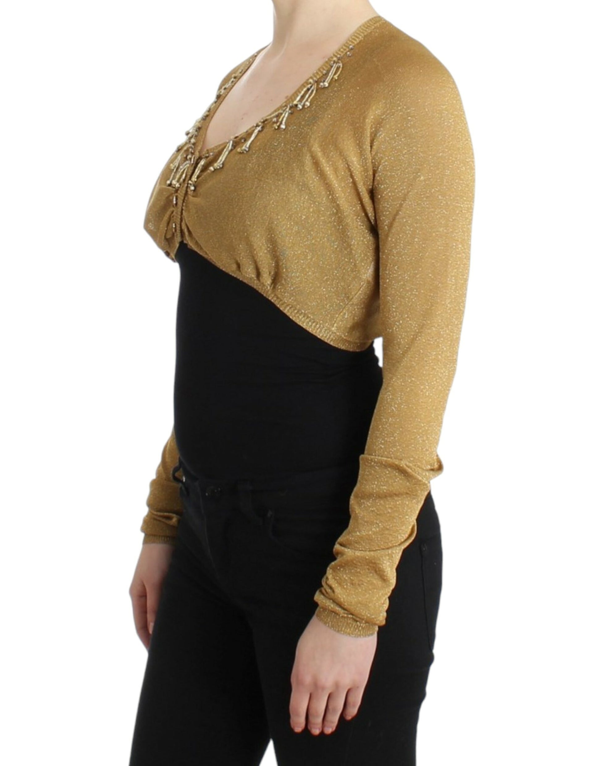 Embellished Gold Shimmer Shrug - SEHABRANDS