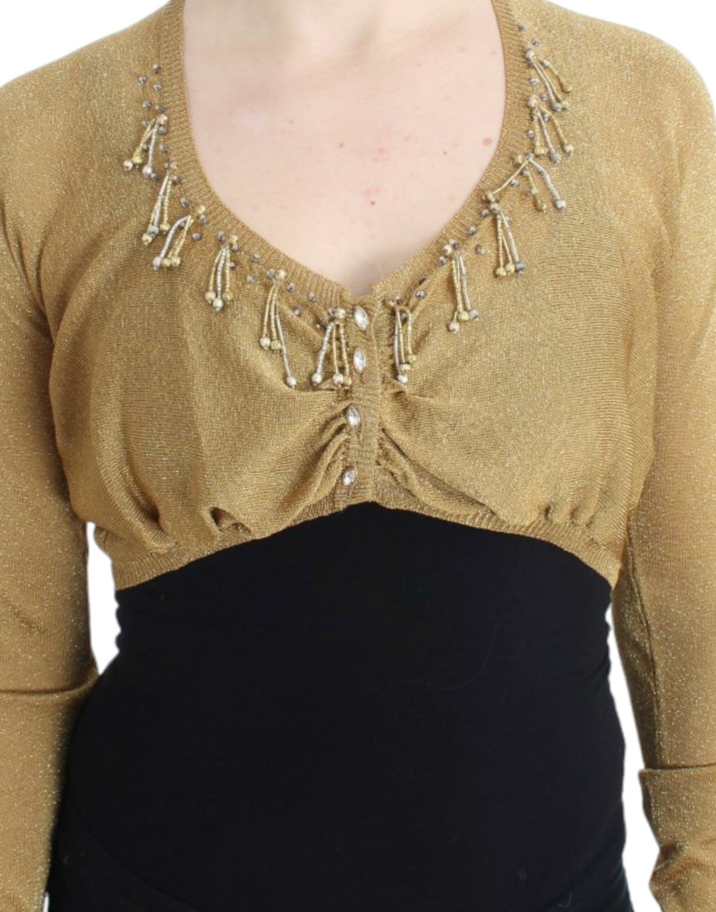 Embellished Gold Shimmer Shrug - SEHABRANDS