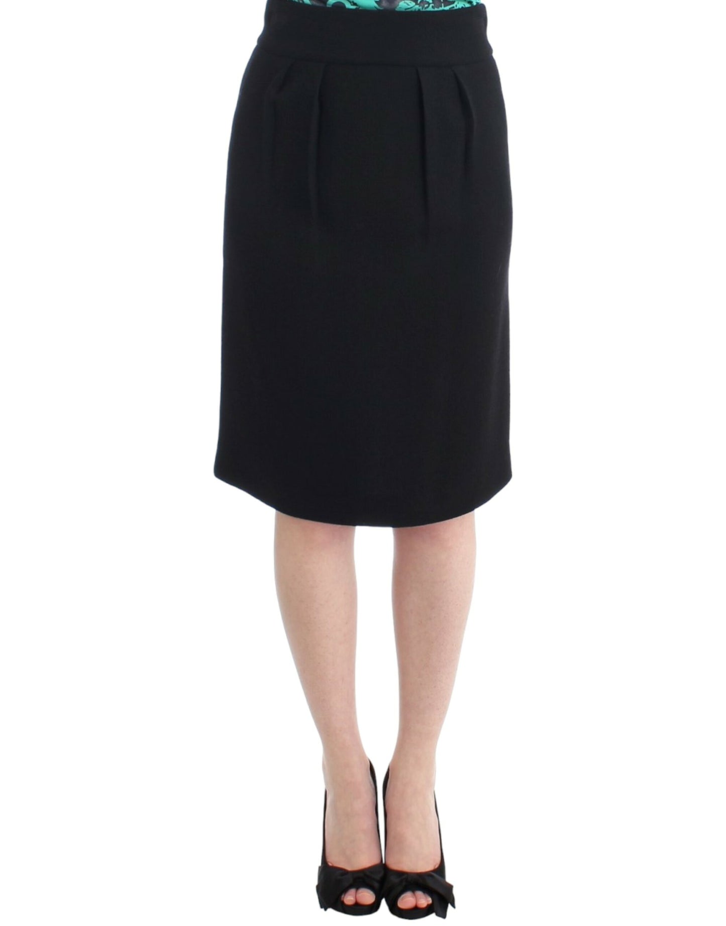 Elegant Black Wool Pencil Skirt - SEHABRANDS