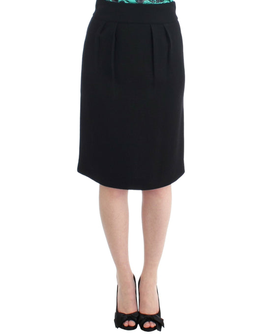 Elegant Black Wool Pencil Skirt - SEHABRANDS