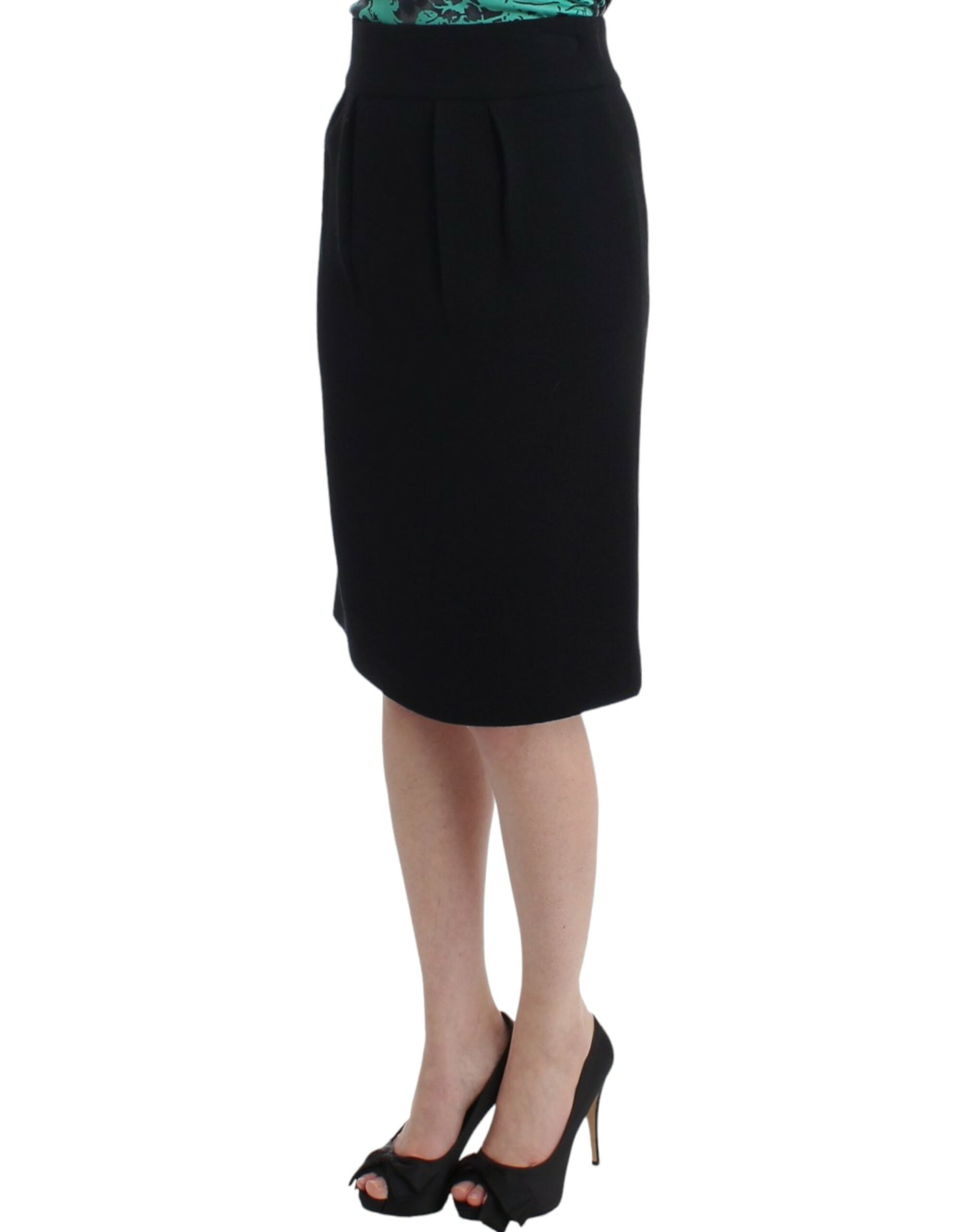 Elegant Black Wool Pencil Skirt - SEHABRANDS