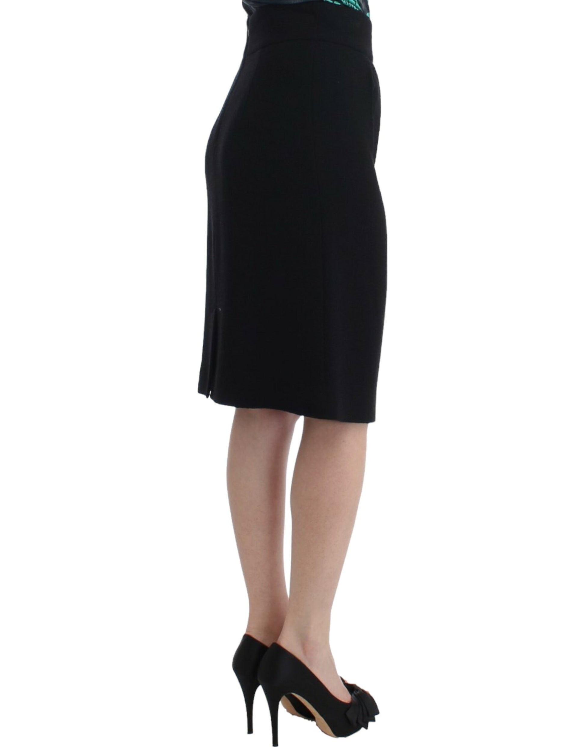 Elegant Black Wool Pencil Skirt - SEHABRANDS