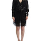 Elegant Sheer Black Silk Blouson Dress - SEHABRANDS