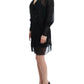 Elegant Sheer Black Silk Blouson Dress - SEHABRANDS