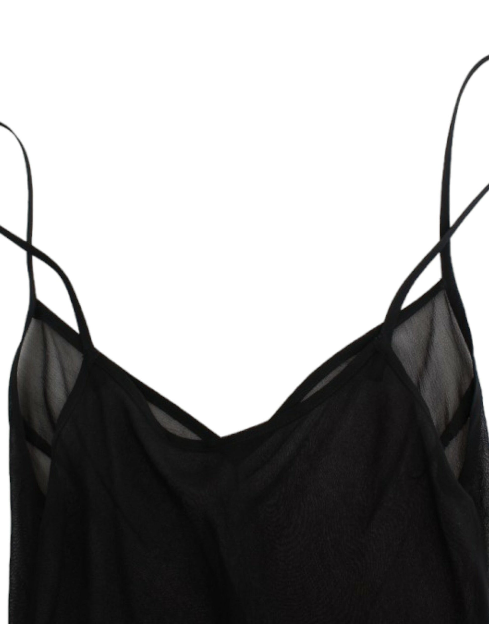 Elegant Sheer Black Silk Blouson Dress - SEHABRANDS