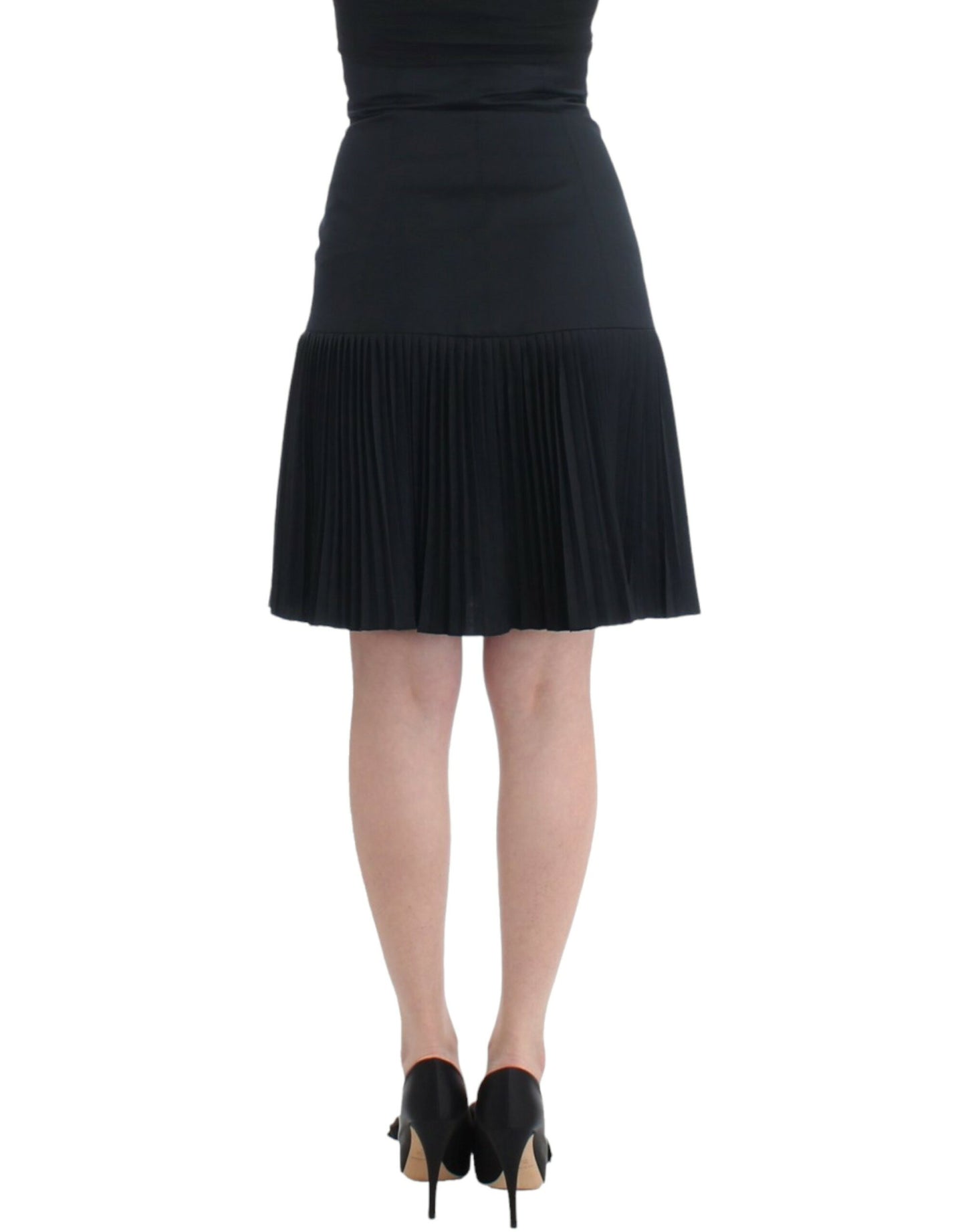 Elegant Black Pleated Lace A-Line Skirt - SEHABRANDS