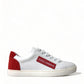 Dolce & Gabbana Chic White Leather Sneakers with Red Accents