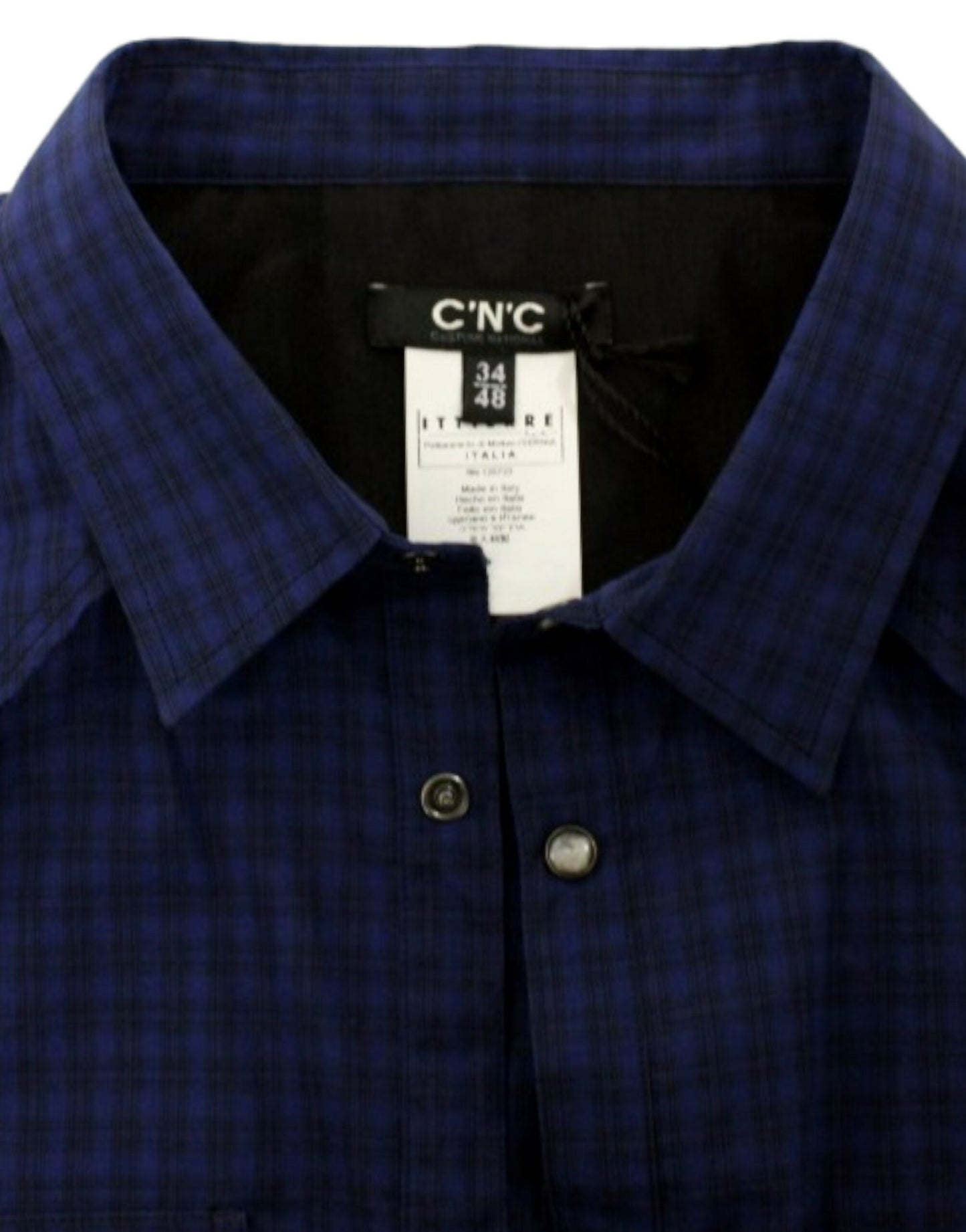 Chic Blue Checkered Casual Cotton Shirt - SEHABRANDS