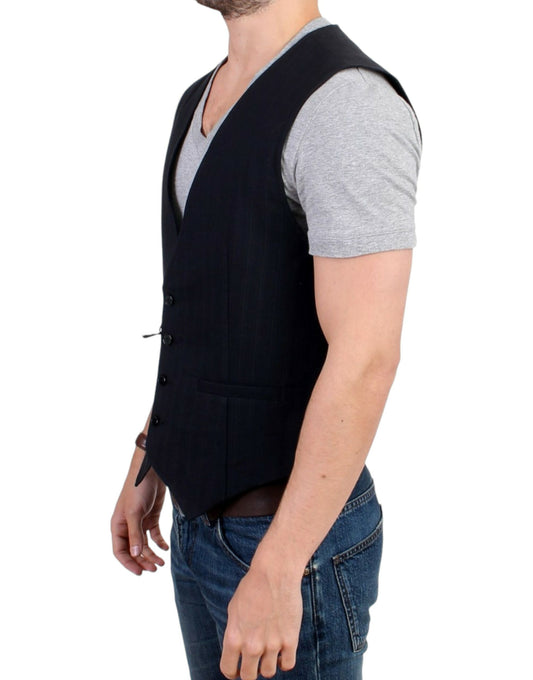 Elegant Striped Casual Vest - Cotton Blend - SEHABRANDS