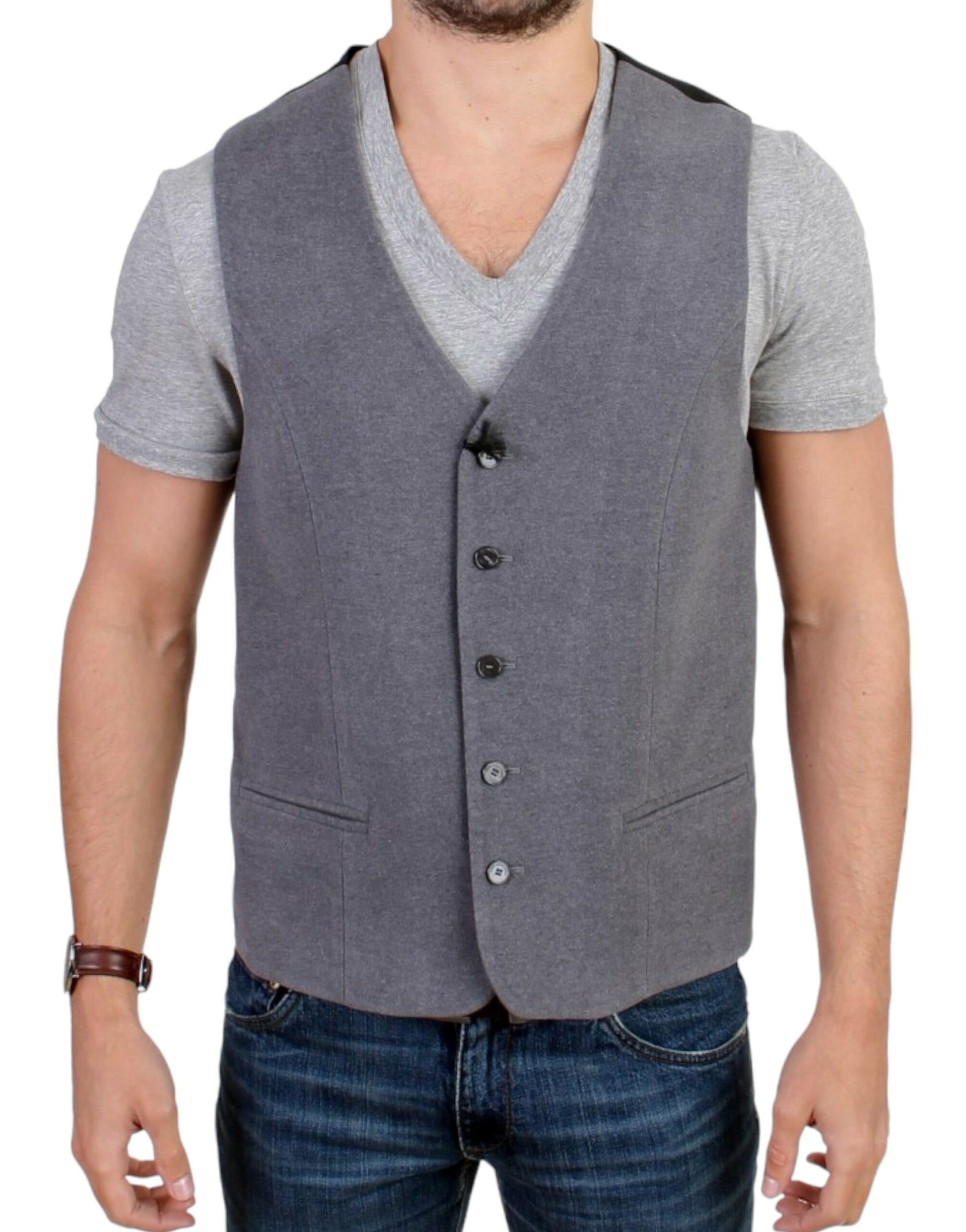 Chic Gray Casual Vest - SEHABRANDS