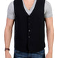 Elegant Black Wool Blend Casual Vest - SEHABRANDS