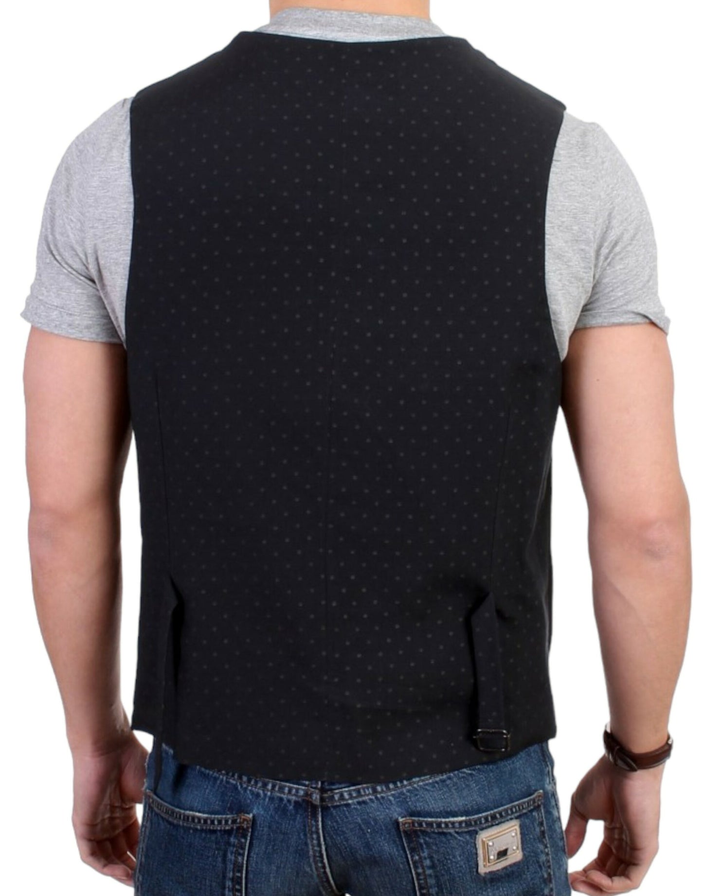 Elegant Black Wool Blend Casual Vest - SEHABRANDS