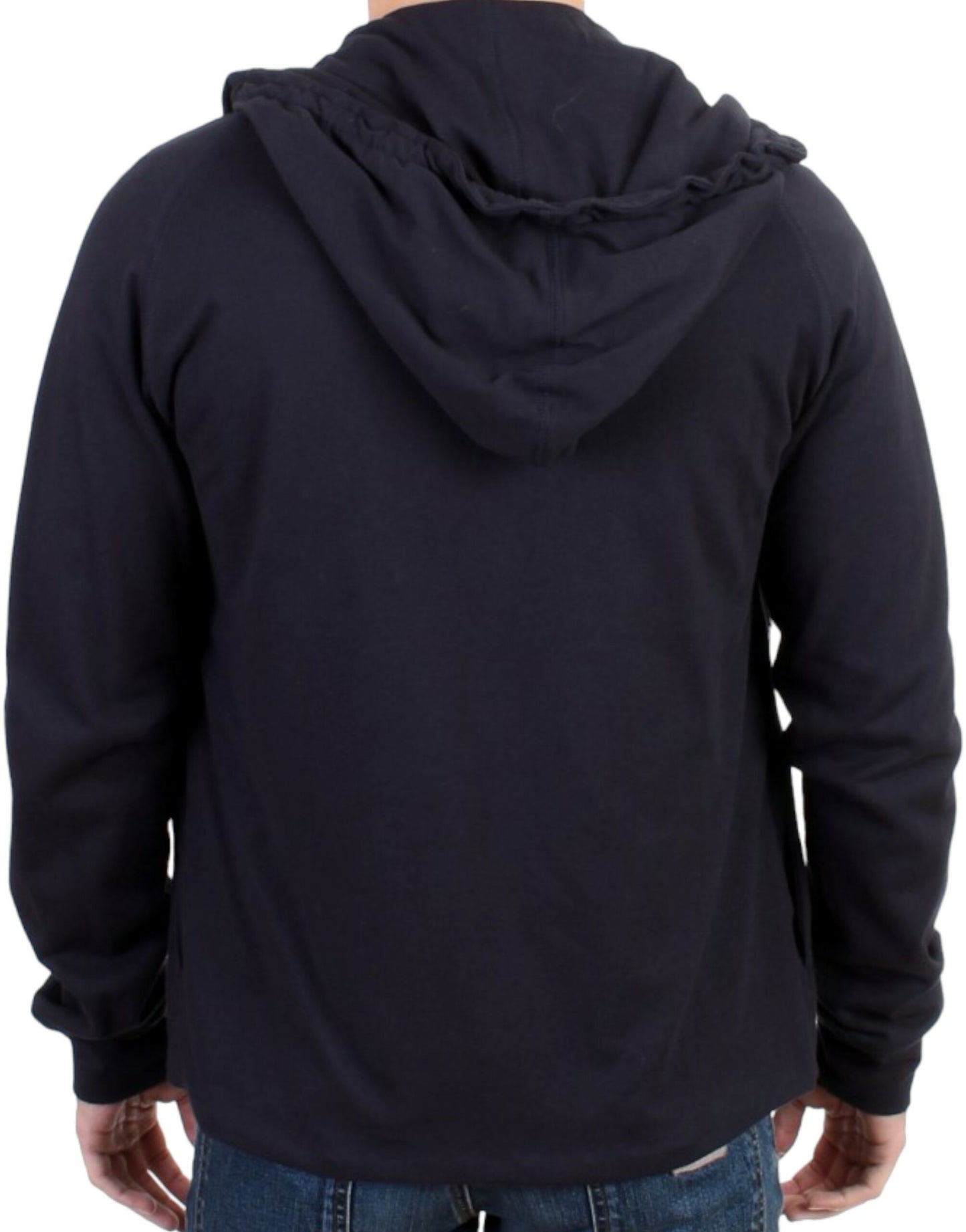 Elegant Blue Hooded Cotton Sweater - SEHABRANDS